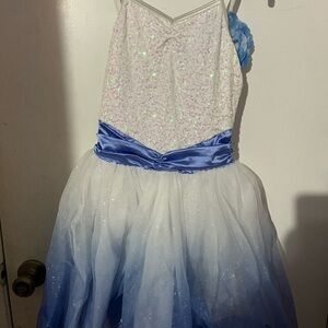 Weissman Ombré Dance Costume in White and Blue